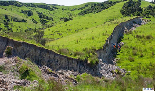 מצוק שנוצר ברעידת אדמה בניו זילנד ב-2016