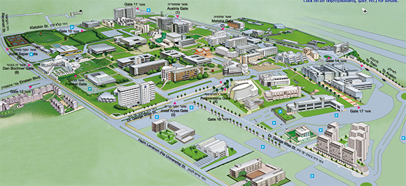 מפת קמפוס אוניברסיטת תל-אביב - לחצו להגדלה
